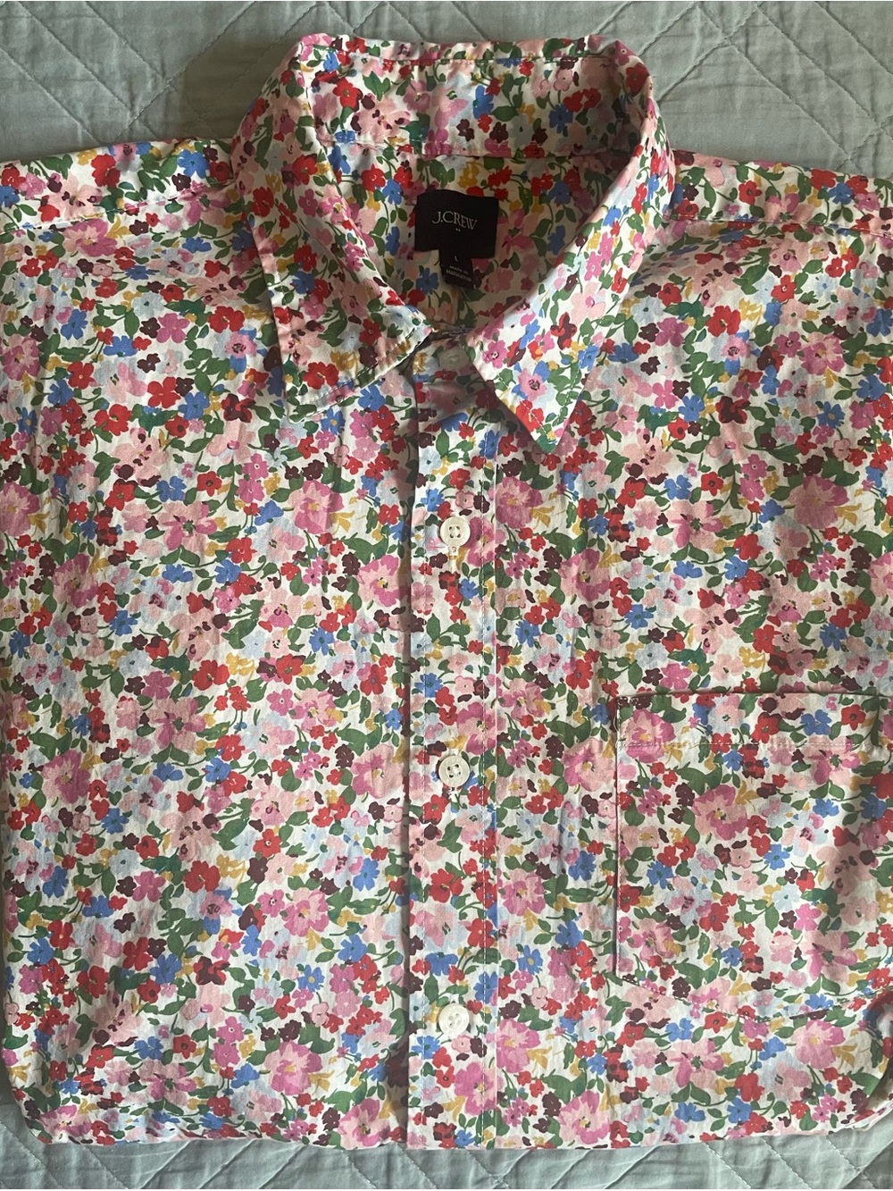 J. CREW Short-sleeve floral printed classic fit  shirt Size L NWT $98 CQ732